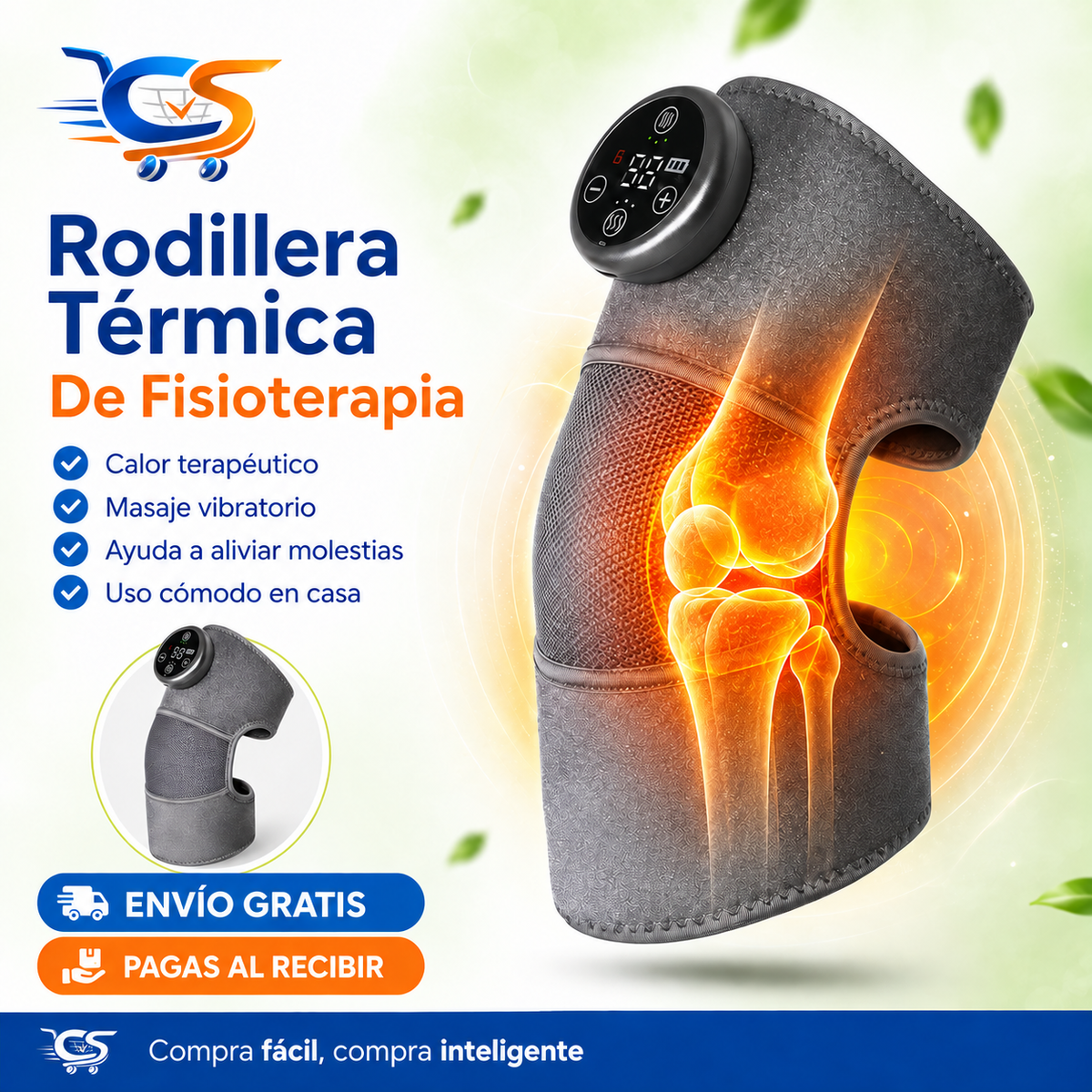 Rodillera Térmica Masaje Vibración Calor