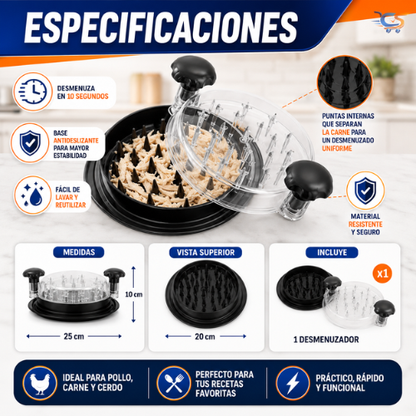 Desmenuzador Manual de Pollo y Carne